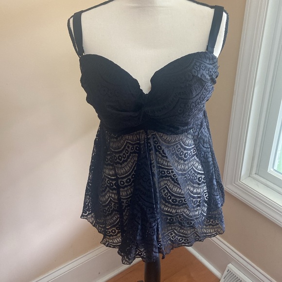 SMART & SEXY SWIM Size 40D NWT Bathing Suit Top Black Lace Beautiful - Picture 4 of 11